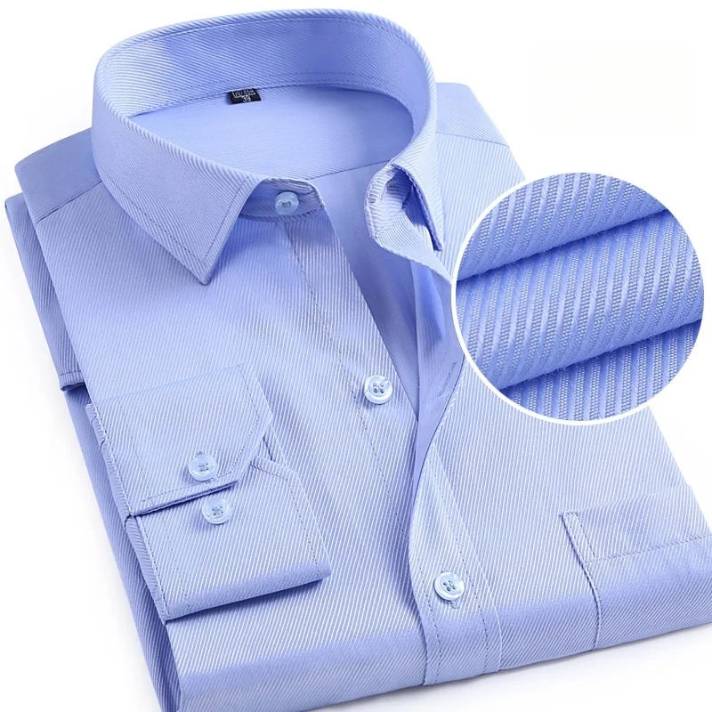 Chemise Homme Formelle Manches Longues Bureau Uni Mode Business Poche Sociale Bleu Blanc Grande Taille S-5XL – Élégante & Professionnelle | Mode Homme Premium