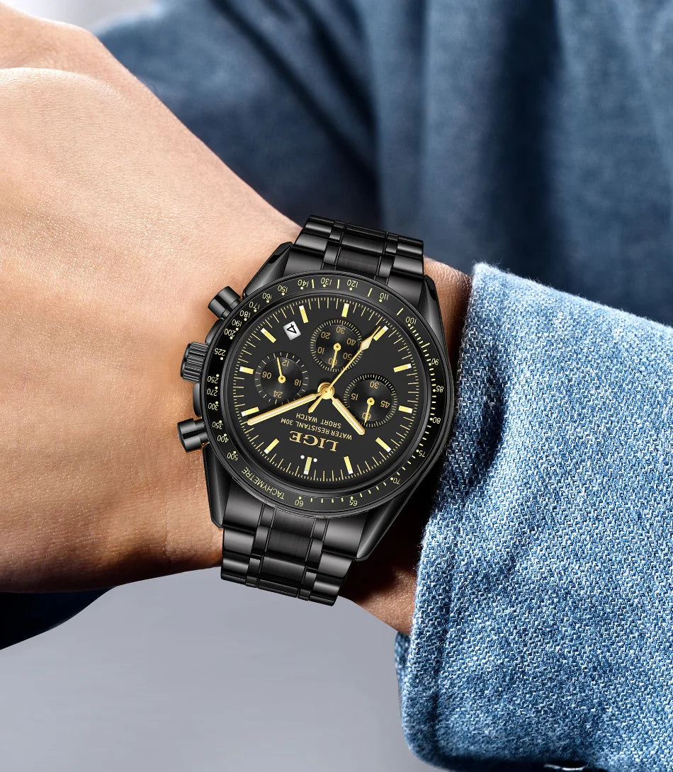 Herrenuhr LIGE Luxus Fashion Quarz – Edelstahl Leuchtend Wasserdicht Trendig