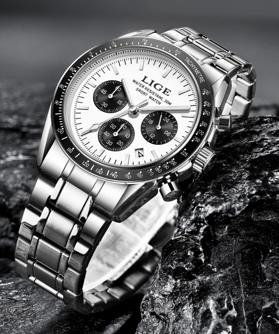 Herrenuhr LIGE Luxus Fashion Quarz – Edelstahl Leuchtend Wasserdicht Trendig