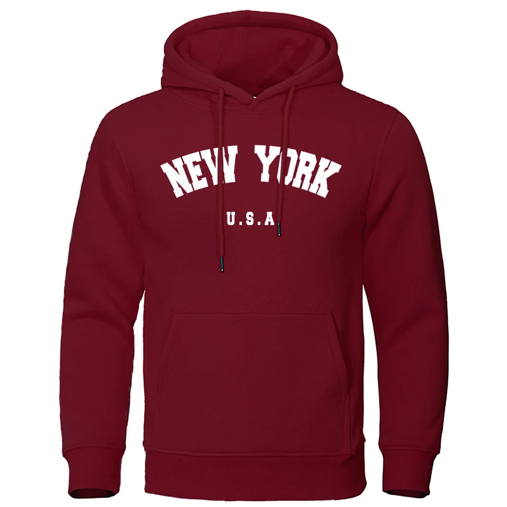 Sweat à Capuche Homme New York Imprimé USA City Manches Longues Oversize Loose Casual Streetwear Pullover Hoodie Tendance Confortable – Hoodie Americana Premium New York | Mode Homme Streetwear Premium