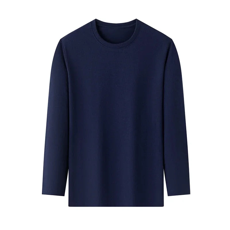 T-Shirt Homme Couleur Unie Col Rond Manches Longues Coton – Respirant Confortable Casual Été Multicolore | Mode Homme Essentiel