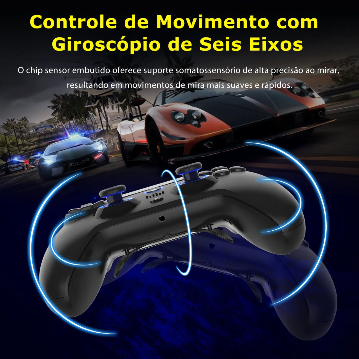 QRD Spark N5 Manette Sans Fil Bluetooth – Compatible PS4, PS3, PC, iOS & Android | Effet Hall & Vibration