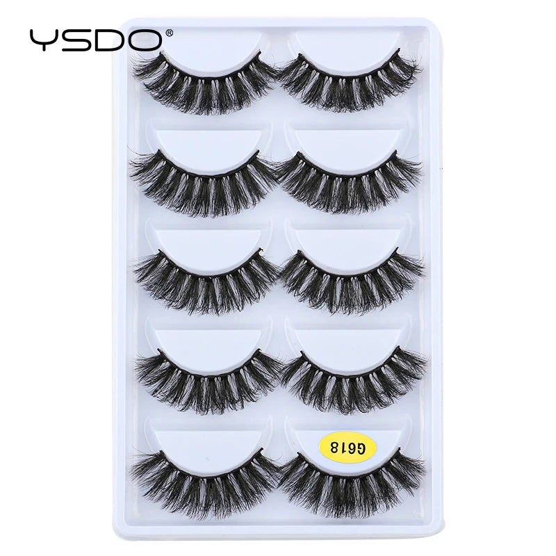 Faux Cils Mink 3D YSDO – Lot 3/5/10 Paires | Maquillage Dramatique Naturel