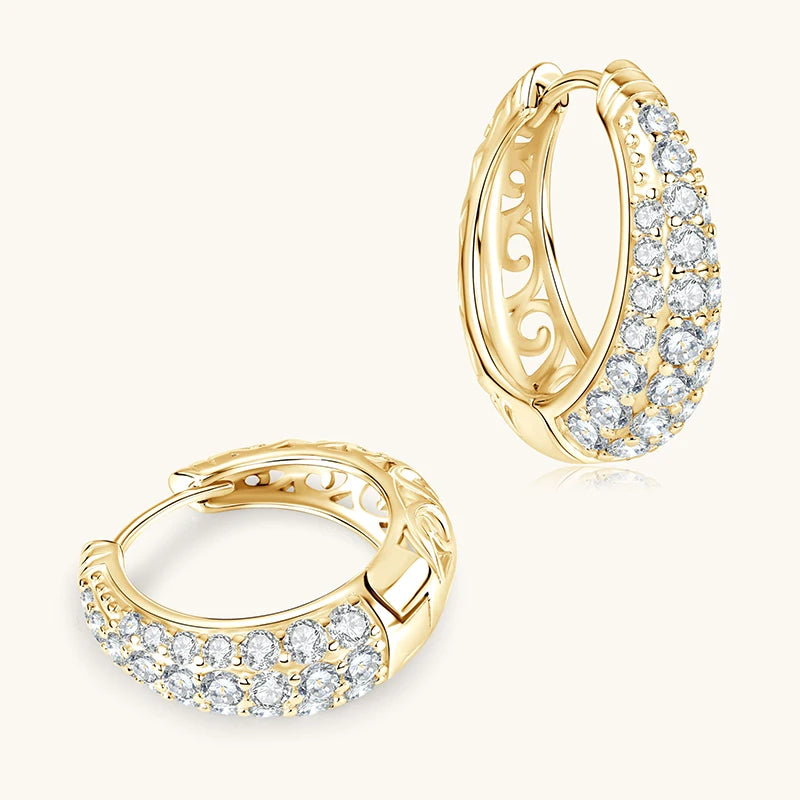 Moissanit-Kreolen, mikro-gepflastert, 925er Silber – Diamantglanz Luxus | Schmuck für Hochzeit, Abend & Premium Geschenk | Unisex Herren & Damen