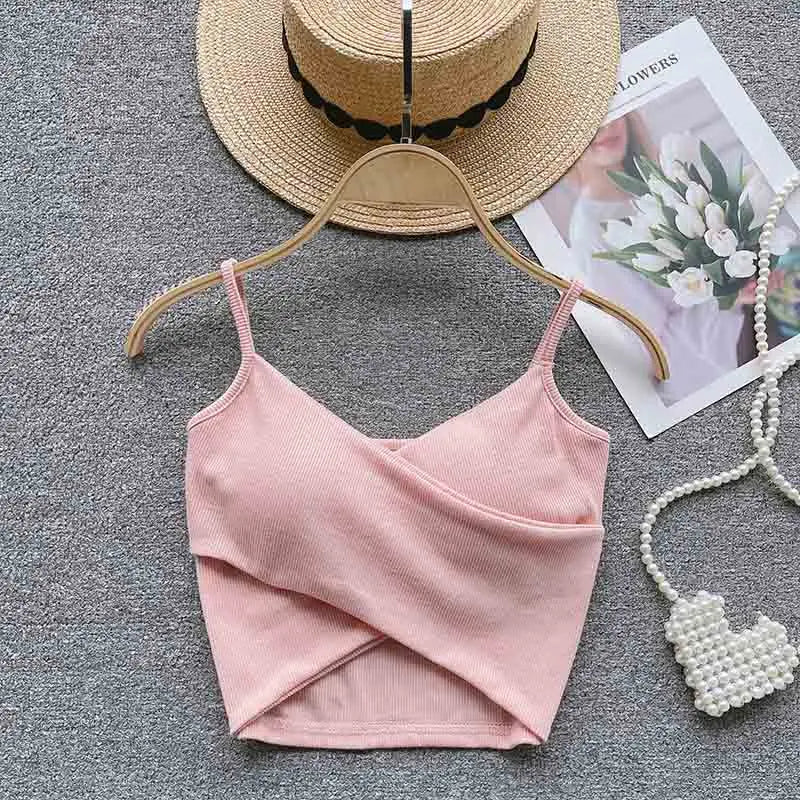 Caraco Femme Bretelles Irrégulières Uni Slim Chic Y2K – Top Sport Élégant Casual & Tendance