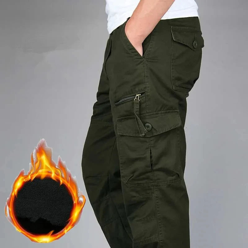 Herren Cargo Hose Winter Doppellagig Dickes Fleece Tarnung Taktisch Baumwolle Baggy Casual Warm | Cargo-Hose Tactical Premium Camouflage Fleece