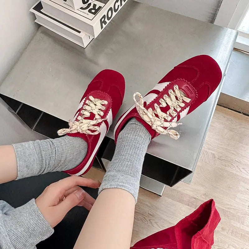 ASUMER Sneakers Suède Vache Femme 34-43 – Flat Confortables Casual Printemps Été