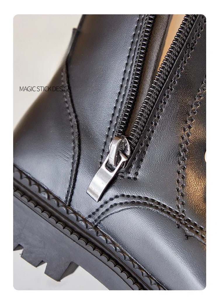 Bottes Hautes Fille Hiver Style Moto – Cuissardes Semelle Souple Plateforme Princesse Enfant