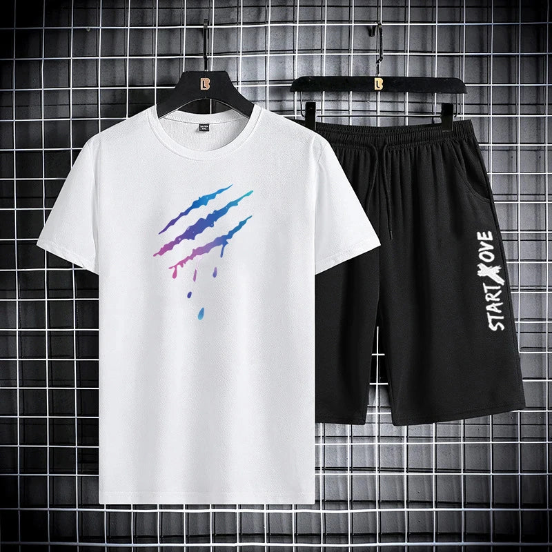 Herren 2-Teiler Kurzarm-T-Shirt + Shorts Schnelltrocknend Sport Outdoor Laufen Sommer Leicht Lässig Bequem Trendig Leistungsstark – Premium Sport-Set 2-Teiler T-Shirt Shorts Schnelltrocknend Sommer | Premium Herren Sportswear Mode