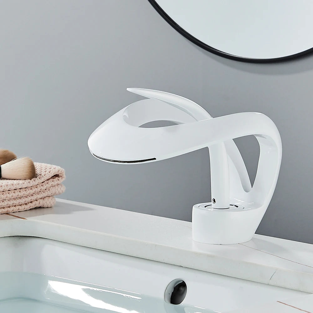 Black Brass New-Style Basin Faucet Bathroom Mixer Tap Hot Cold Water Deck Mounted Gold Luxury Sink Faucet