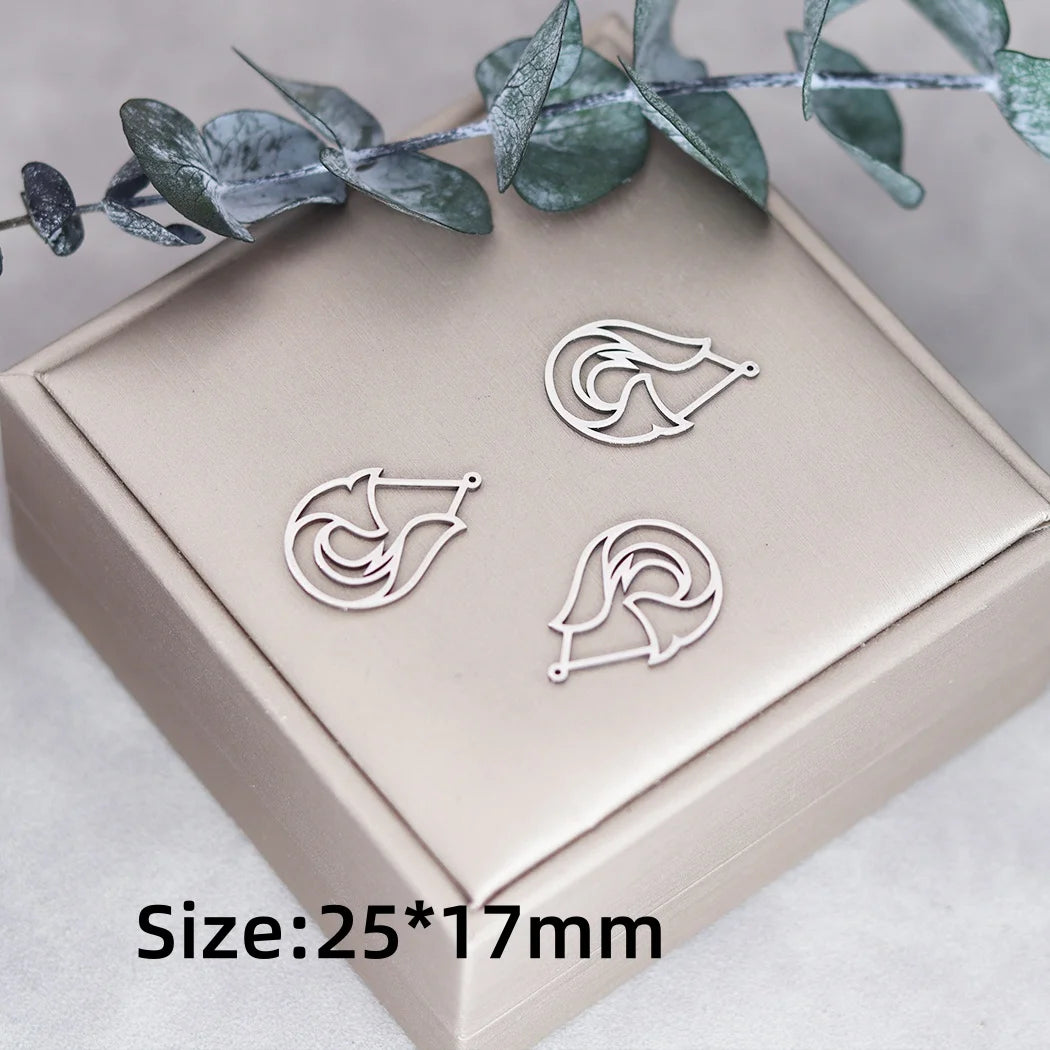 Lot 3 Breloques Animaux Acier Titane DIY – Renard, Lapin, Chat, Cygne, Dragon, Serpent & Plus | Pendentifs Bijoux Fait Main Bracelet & Collier