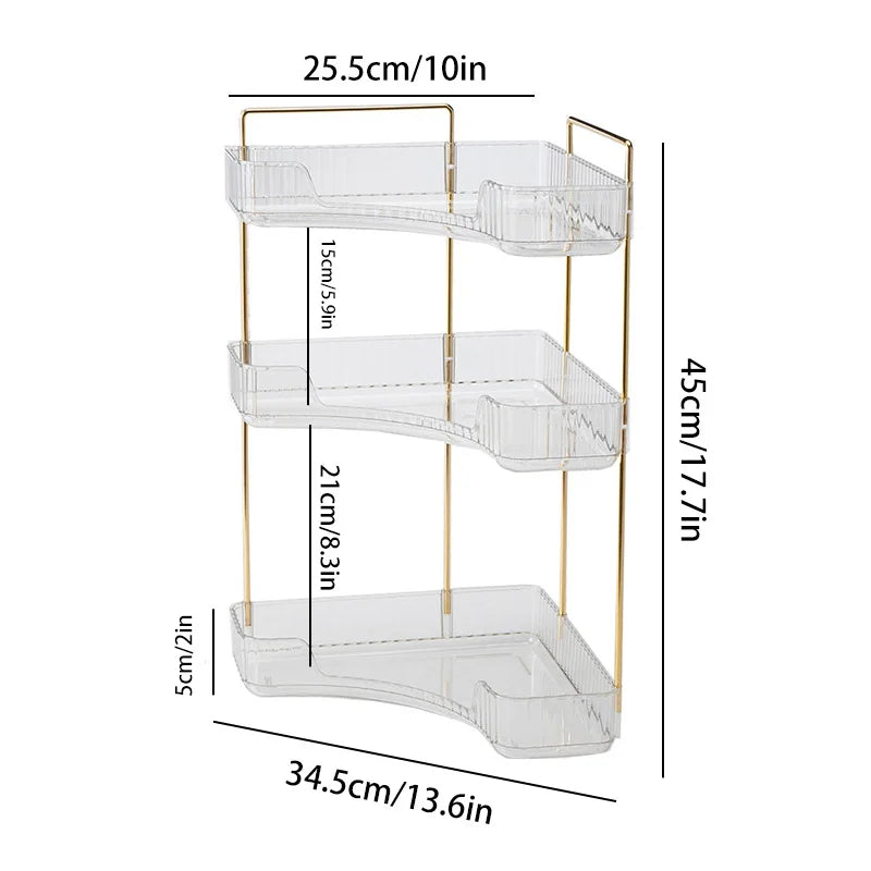 Étagère d’Angle Organisateur Salle de Bain – Rangement Maquillage, Skincare & Cuisine | Support Cosmétiques Bureau