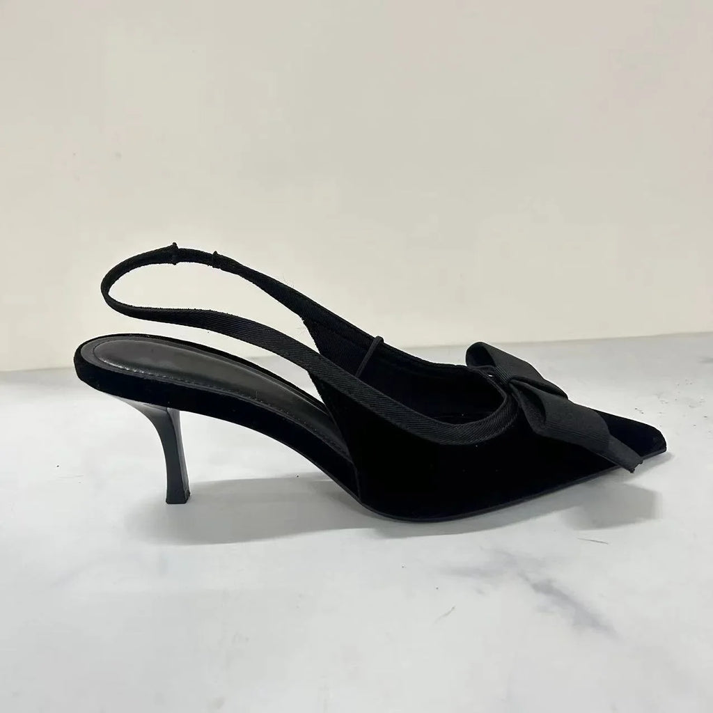 Mules Nœud Papillon Slingbacks Talon Fin Femme – Bout Pointu Élégant Dress Fashion