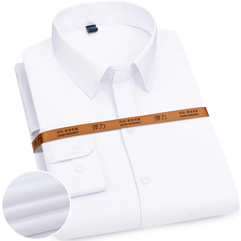 Chemise Homme Slim Fit Couleur Unie – Business Casual Classique Manches Longues Légère | Mode Homme Premium