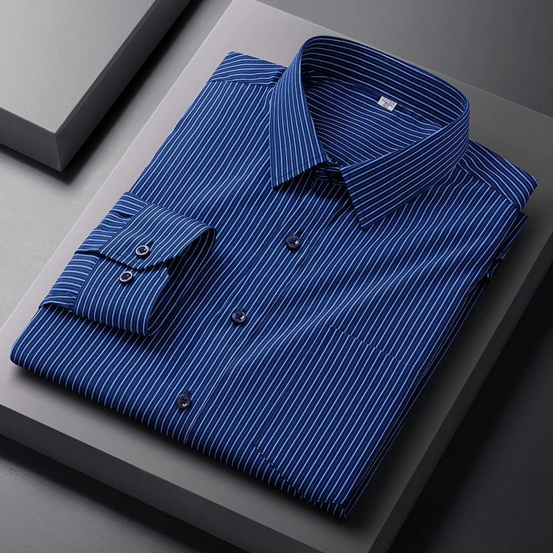 Chemise Homme Formelle Manches Longues Bureau Uni Mode Business Poche Sociale Bleu Blanc Grande Taille S-5XL – Élégante & Professionnelle | Mode Homme Premium