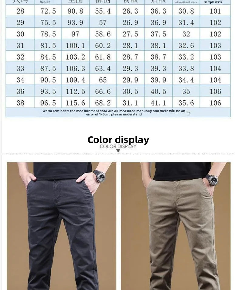 Pantalon Homme Coton Léger Été – Slim Droit Élastique Business Casual Polyvalent | Mode Homme Premium