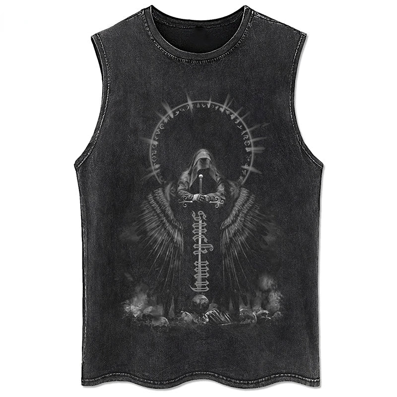 Débardeur Unisexe Y2K 100% Coton Vintage Noir Hip Hop Punk Rock Sans Manches Gothic Goth Vest Alternatif Tendance – Débardeur Y2K Premium Vintage Goth | Mode Unisexe Y2K Alternatif Premium