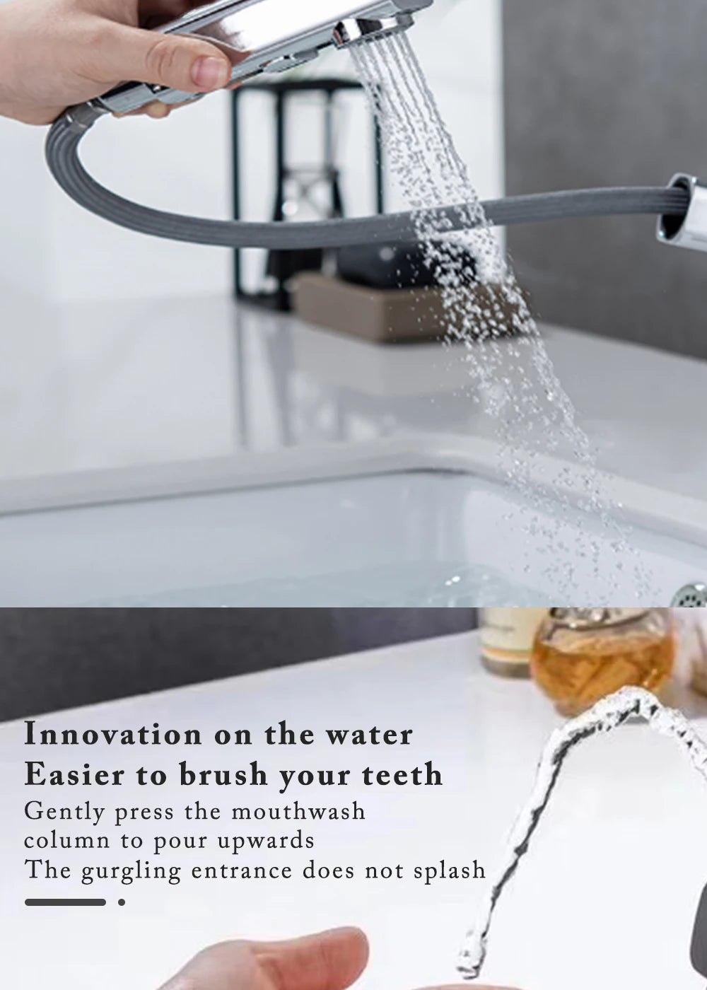 DQOK Robinet Lavabo Extractible Chrome & Noir – Laiton, Douchette Escamotable, Mitigeur Moderne | Vasque Salle de Bain