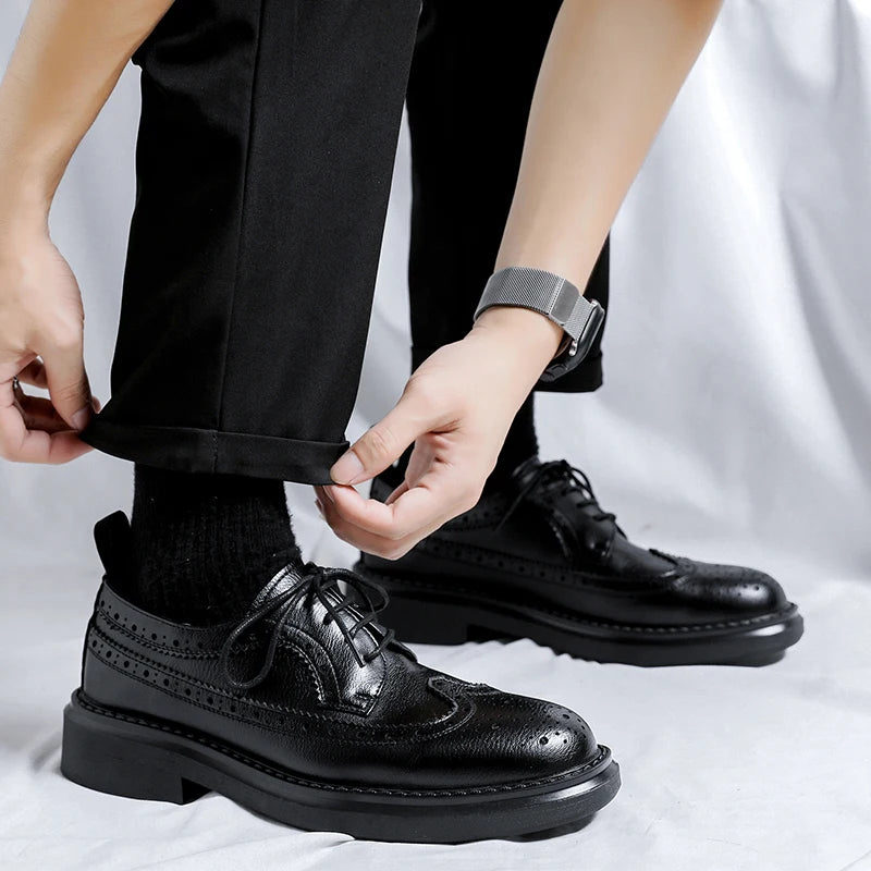 Brogues Oxfords Patent Leather Homme – Lacets Formal Noir Mariage Fête Dress Shoes