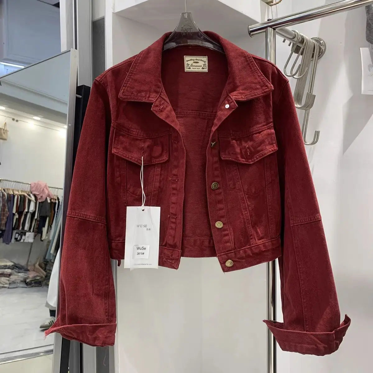Veste Courte Femme Denim Bleu Col Rond Poches Style Coréen Ample – Mode Chic & Classique | Automne