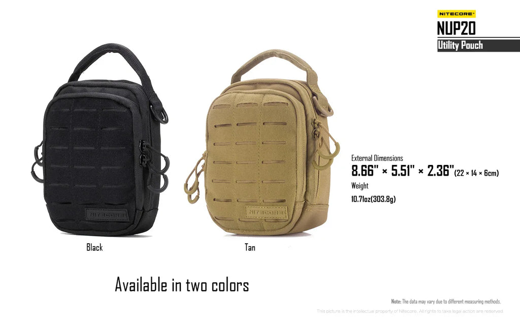 Sac Tactique NITECORE NUP10/NUP20 – Bandoulière Nylon 1000D Molle Crossbody Ceinture Homme Femme