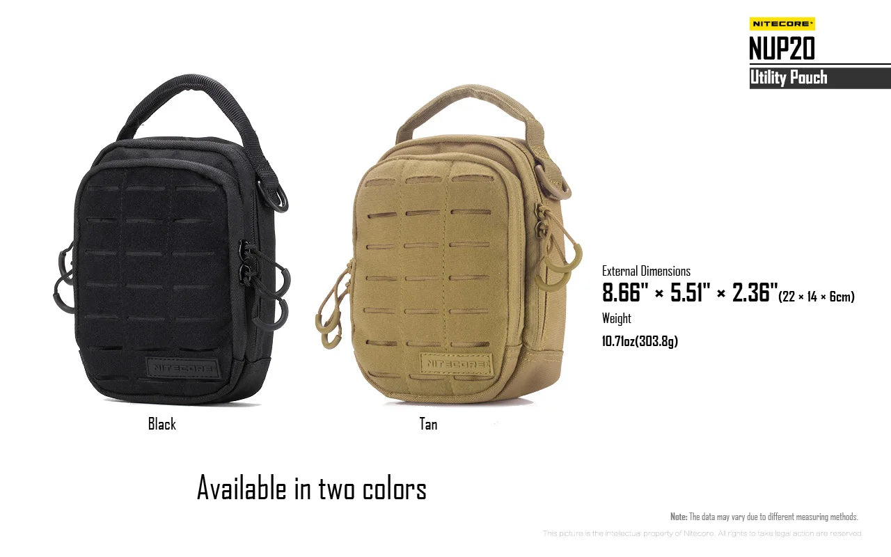 Sac Tactique NITECORE NUP10/NUP20 – Bandoulière Nylon 1000D Molle Crossbody Ceinture Homme Femme