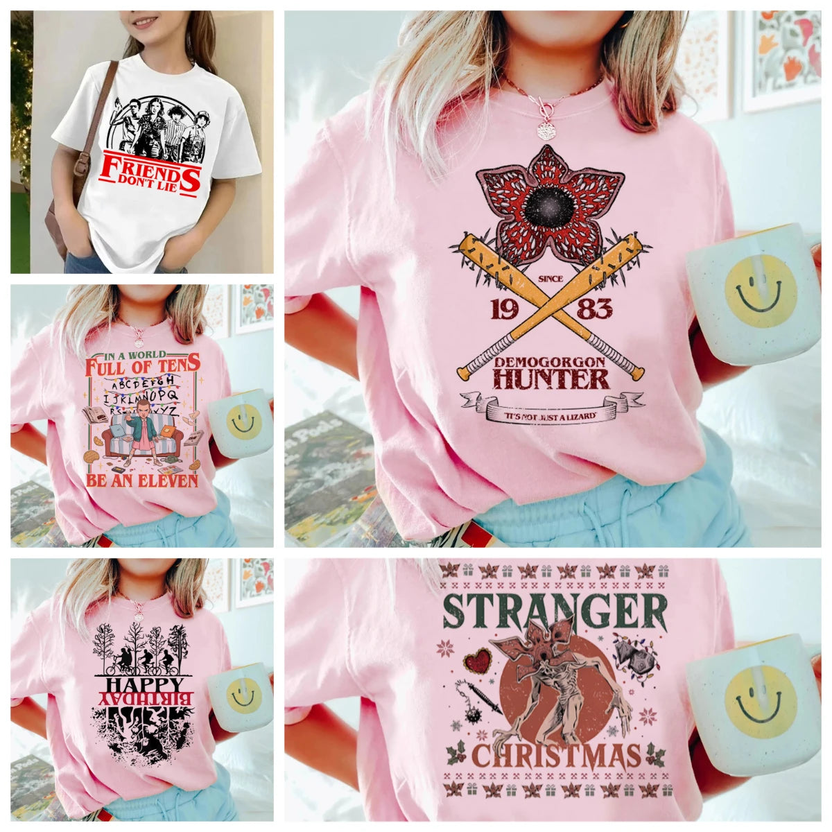 T-Shirt Enfant Imprimé Stranger Things Demogorgon – Manches Courtes Ample Casual | Fille & Garçon