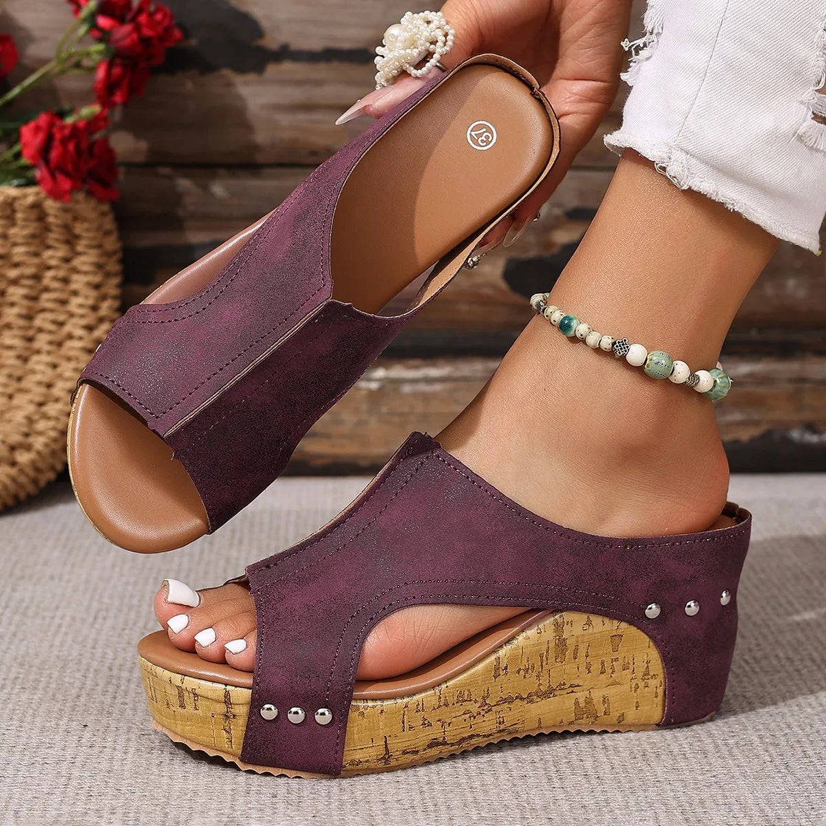 Sandales Clogs Talon Épais Rehaussantes Femme 2025 – Plage Slides Été Outdoor