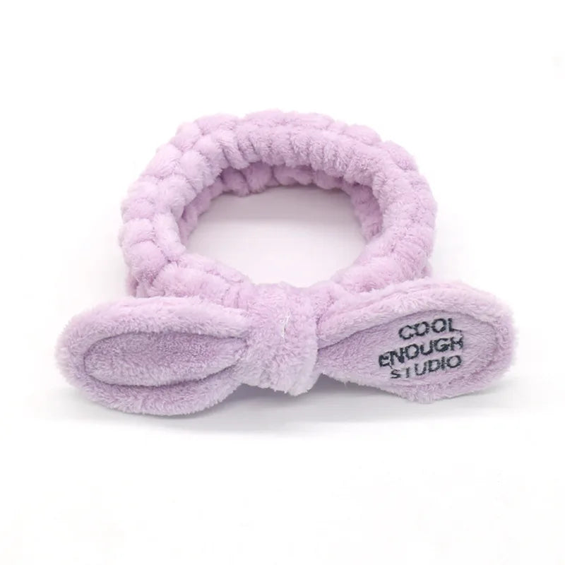 Bandeau Maquillage Oreilles de Lapin Coral Fleece – Élastique Doux | Soin Visage & Coiffure Fille