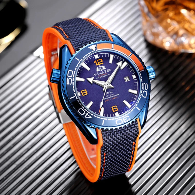 Montre Homme Automatique Mécanique Luxe – Bracelet Caoutchouc Lumineux Étanche Calendrier