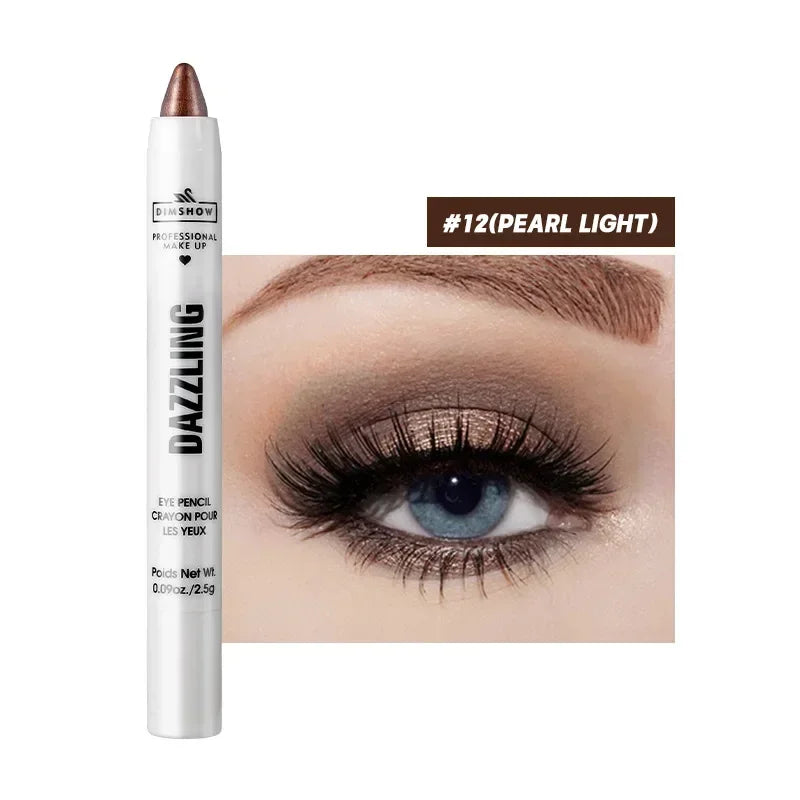 Crayon Fard à Paupières Highlighter Waterproof – Glitter Matte Nude Ver à Soie | Eyeliner Blanc Pigmenté