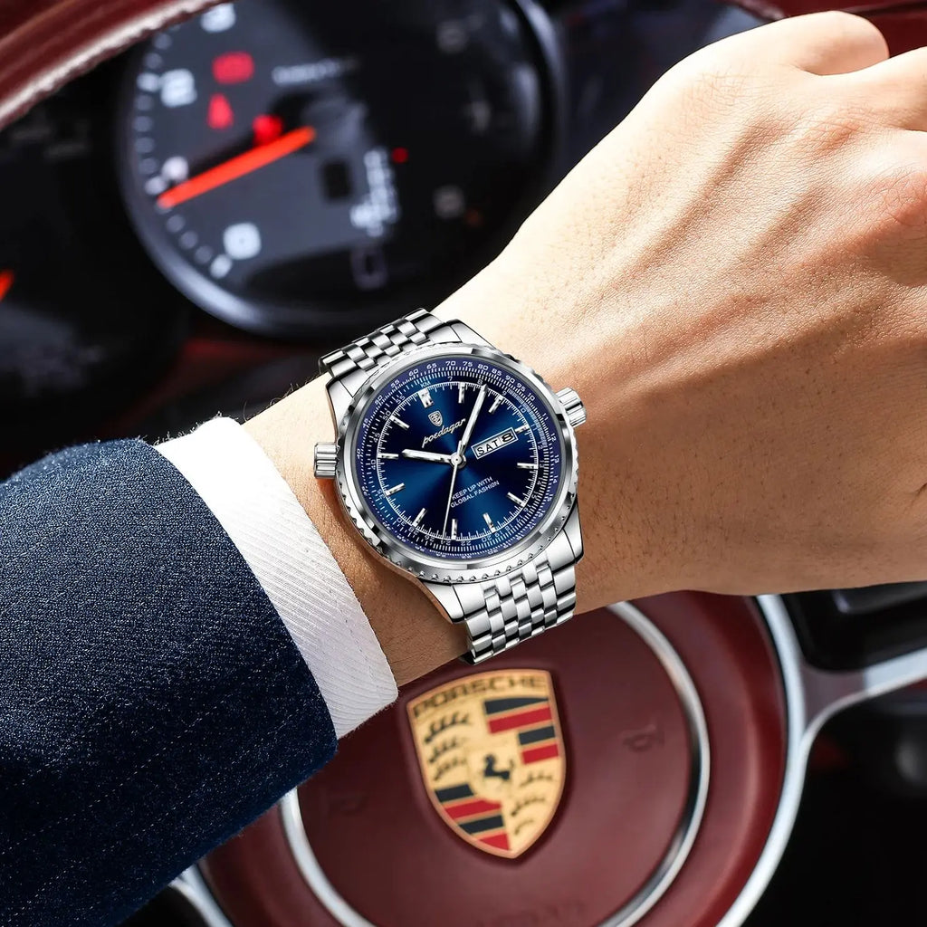 Montre Homme POEDAGAR Militaire Luxe Quartz – Acier Date Semaine Lumineux Étanche Fashion