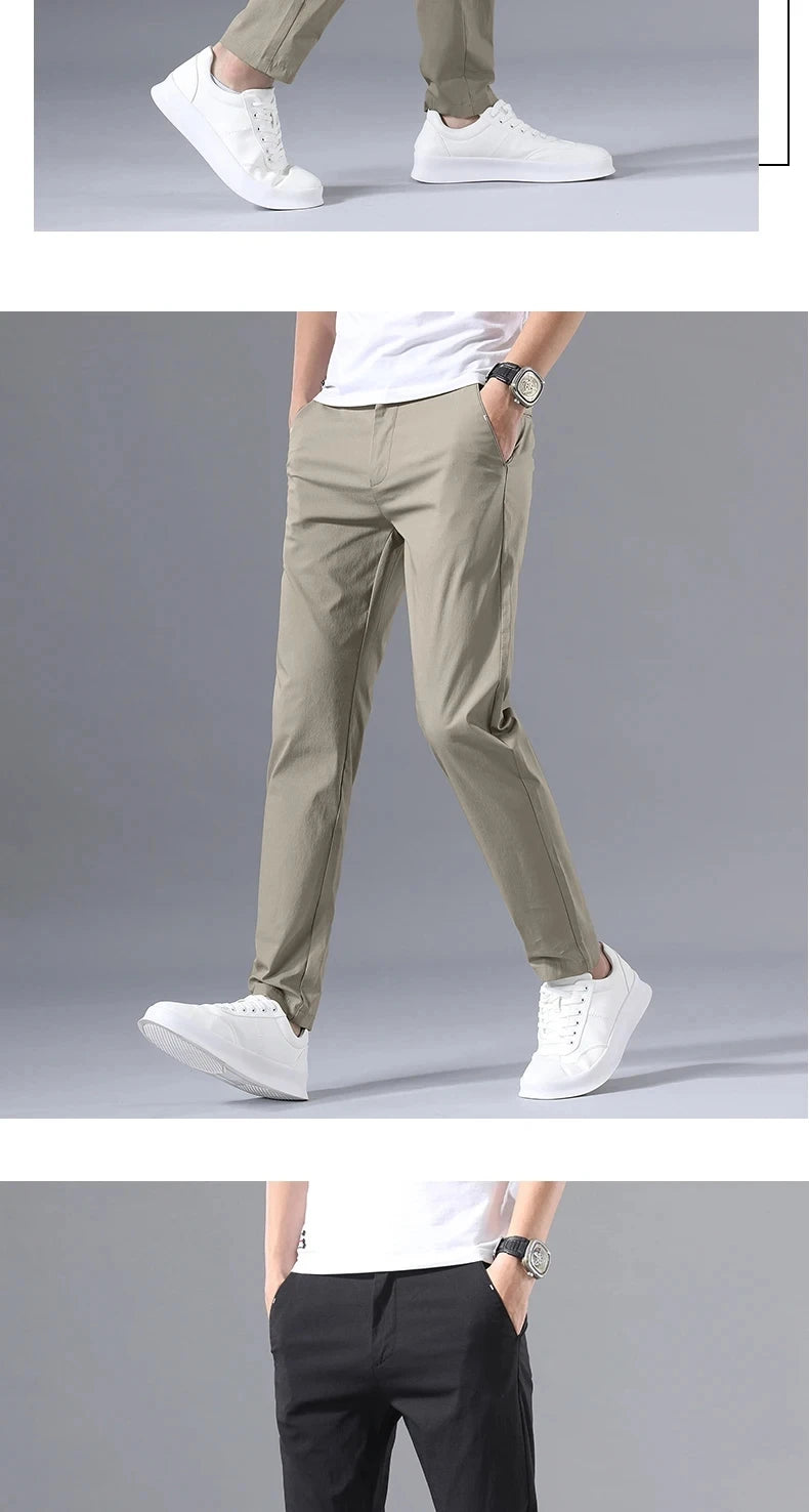 Pantalon Homme Slim Coton Stretch – Business Casual Golf Style Coréen Léger Printemps Automne | Mode Homme Premium
