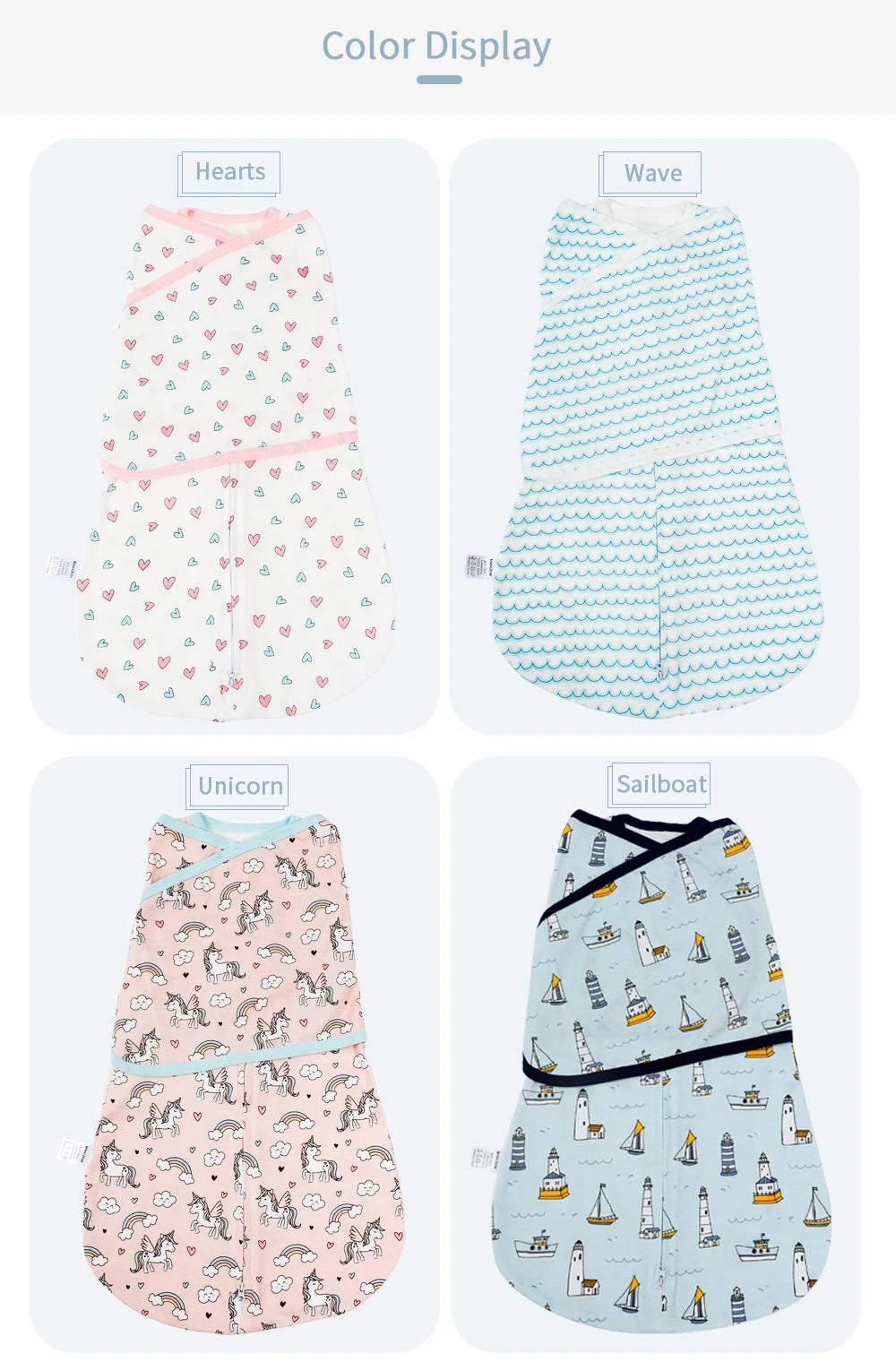 Gigoteuse Emmaillotage Bébé Anti-Sursaut – Couverture Swaddle Légère Toutes Saisons Nouveau-Né