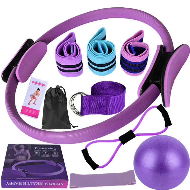Kit Yoga & Pilates 11 Pièces – Bandes Élastiques Latex, Anneau Fessier & Ballon Stretching | Gym, Fitness & Récupération