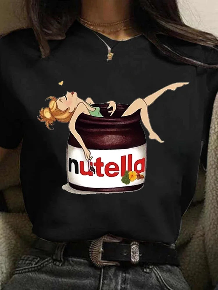 T-Shirt Femme Imprimé Nutella Kawaii Harajuku 90s – Style Coréen Cartoon Cute | Streetwear Été