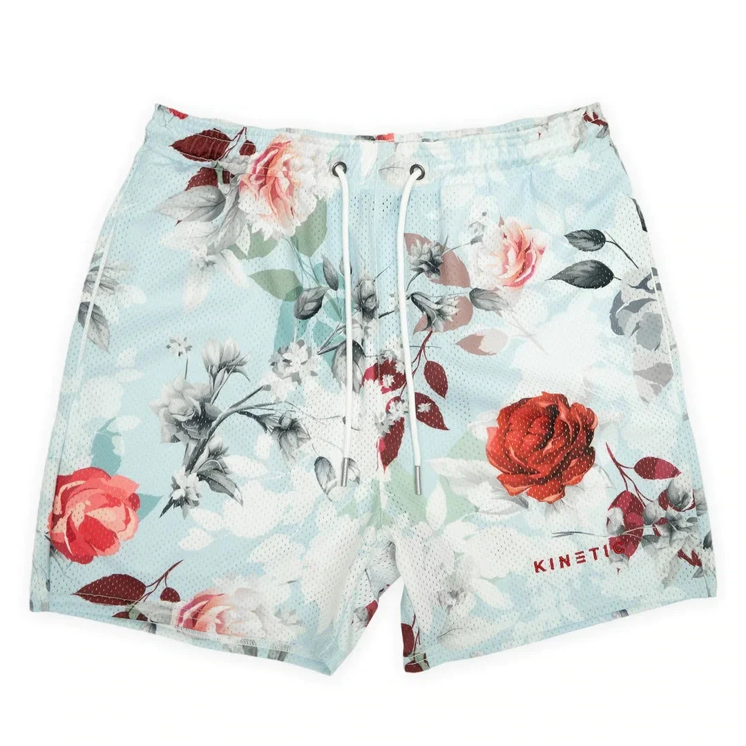 Short Homme Été Rose Broderie Casual Streetwear Hip Hop Fitness Polyester Séchage Rapide Respirant – Short Sport Tendance | Mode Homme Urban