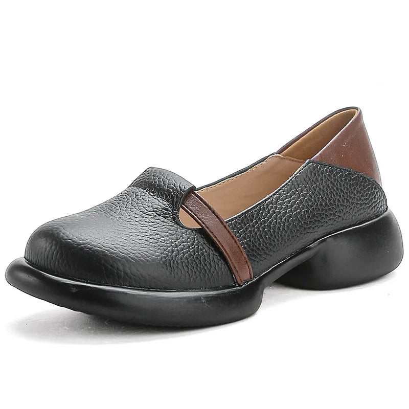 Mocassins Cuir Véritable Vintage Slip-on Femme – Bout Rond Luxe Conduite Loafers Automne