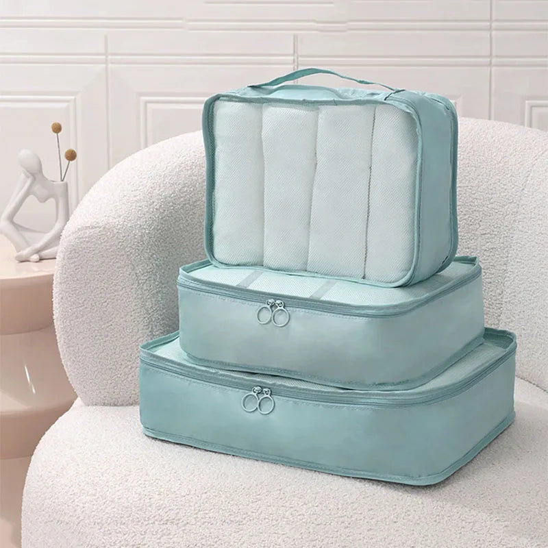 Set 7 Organisateurs de Voyage Packing Cubes – Rangement Valise Vêtements Chaussures Pliable