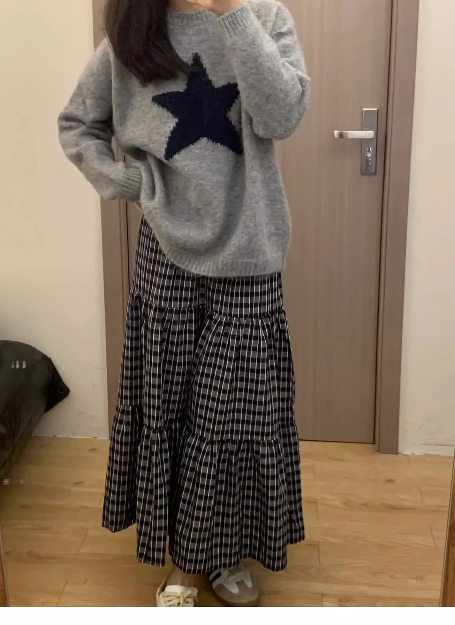 Pull Femme Tricot Col Rond Doux Ample Imprimé Smiley – Sweat Cozy Style College | Automne Hiver