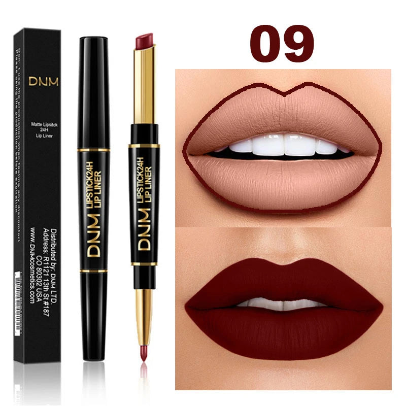 Crayon Lèvres 2-en-1 Mat – Rouge à Lèvres & Contour | Waterproof Longue Tenue