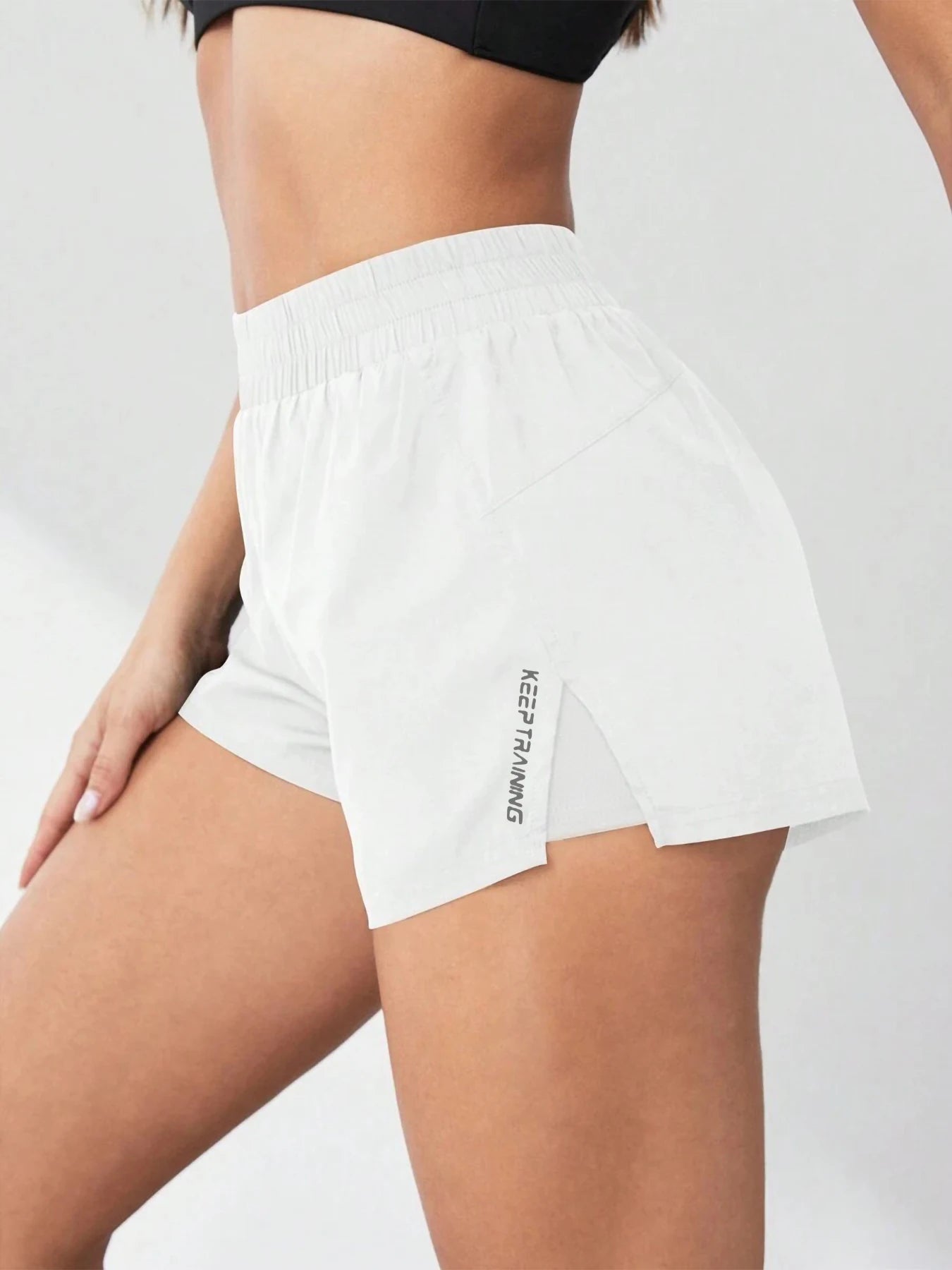 Kurze Yoga-Shorts 2-in-1 Anti-Exposition für Damen - Laufen, Fitness, Tennis & Freizeit