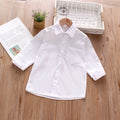 Chemise Garçon Manches Longues Col Rabattu Poche Épaule – Chemise Blanche Confortable Printemps Automne Enfant