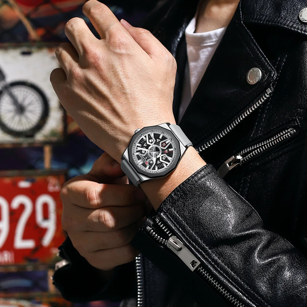 Montre Homme CURREN Design Créatif Quartz Silicone Lumineux Date – Fashion Sport Élégant