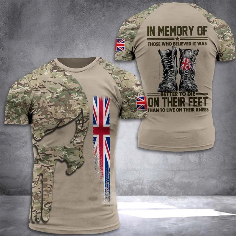 T-Shirt Homme Drapeau Britannique Graphic 3D Imprimé Camouflage Terrain Gym Haute Qualité Manches Courtes Été Casual Patriotique Tendance Confortable – T-Shirt Graphic 3D Premium Drapeau Britannique Camouflage | Mode Homme Graphic Premium