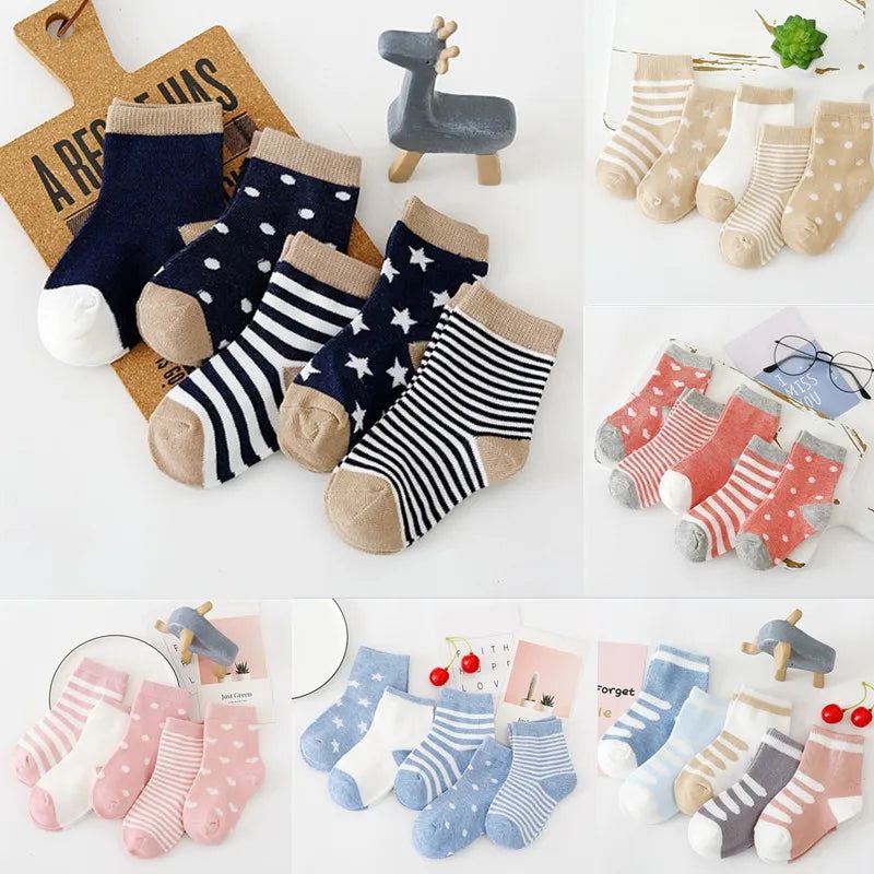 5er-Pack Kindersocken Baumwolle Tiermuster – Frühling Herbst Baby Jungen Mädchen 0-6 Jahre