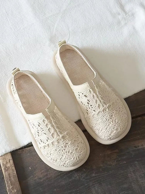 Chaussures Mesh Hollow Respirantes Retro Plates Femme – Sandales Littéraires Été 2023
