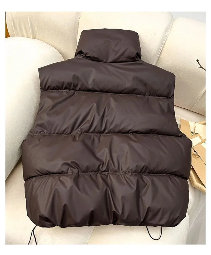 Gilet Doudoune Femme Sans Manches Col Montant Chaud Léger Casual Hiver – Veste Matelassée Élégante Confortable | Mode 2026