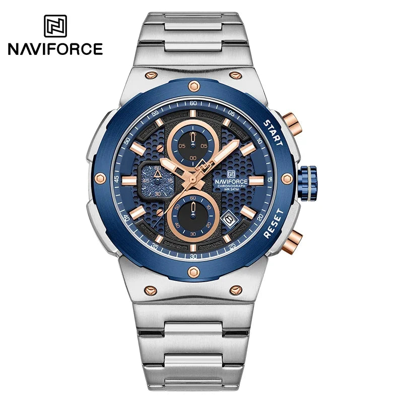 Montre Homme Chronographe Sport Luxe NAVIFORCE – Quartz Date Fashion Masculino
