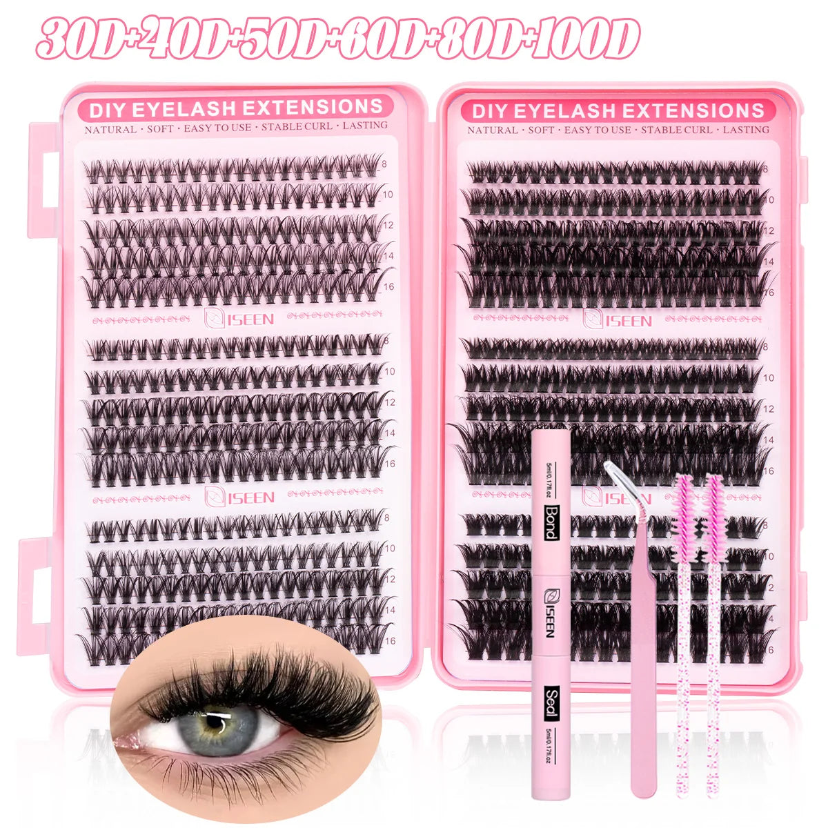Kit Extensions Cils DIY Clusters Wispy – Colle, Scellant & Pince | Pose Maison